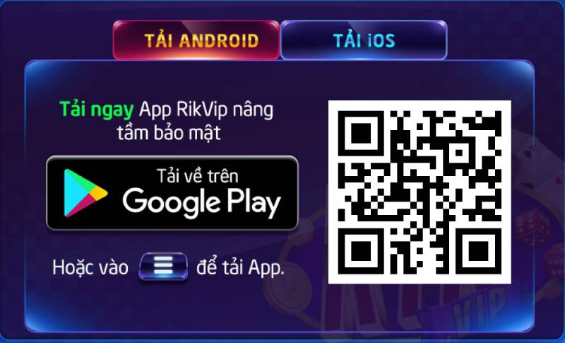 Khi vào trang chủ nhà cái có thể tìm link tải trực tiếp bằng mã QR